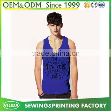 New Design Men's Bodybuilding Gym Singlet Slim Fit Sport Printed Tank Tops