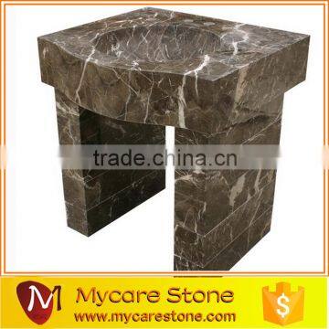 Dark Emperador Marble bathroom Pedestal Sink