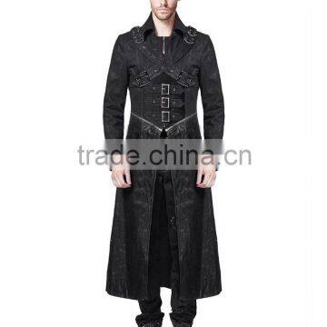 Goth Men's Coat Long Jacket Black Goth Steampunk Punk Trench