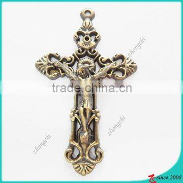 vintage fashion zinc alloy anti-silver cross necklace