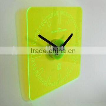 Yellow Fluorescent acrylic wall mounted clock