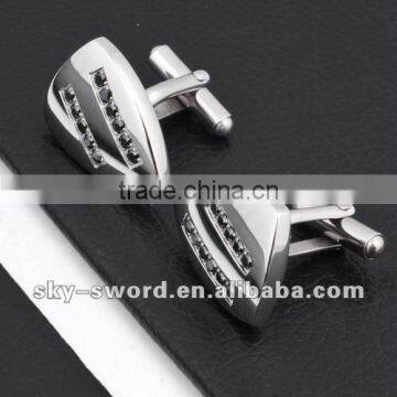 Hot sale Stainless steel cufflinks with zircon SC10013