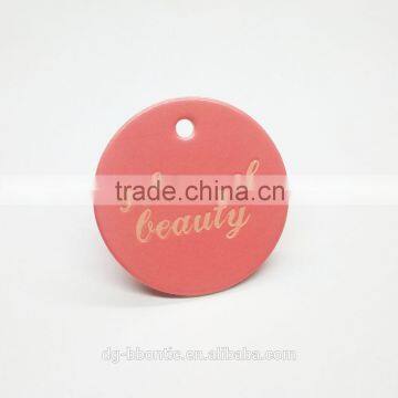 round design pink paper hang tag for kids clothing