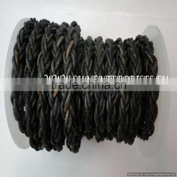 Round Leather Cords - nappa round 14mm Plaited Round V