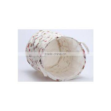 Printed Cute Round Waterproof Drastring Basket Hamper , Bathroom Printed Cotton Laundry Basket photo-3