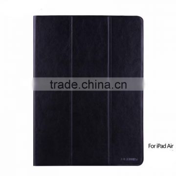 Hot sale crazy horse PU 3 folds tablet pc leather case for Apple iPad Air