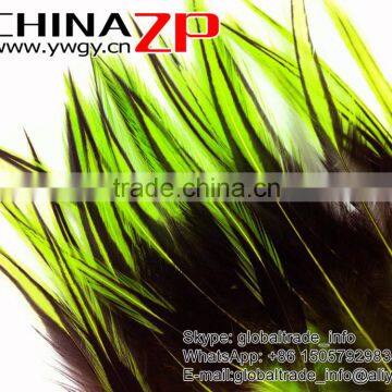 ZPDECOR Feather Hair Extension Dyed Lime Green Laced Medium Rooster Cape Feathers photo-5