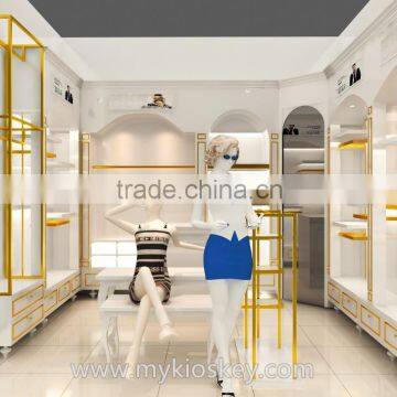 fashionable white clothing display rack | clothes store design for sale