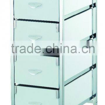 4 MDF small white drawer storage organizer rolling white trolley cart Chrome