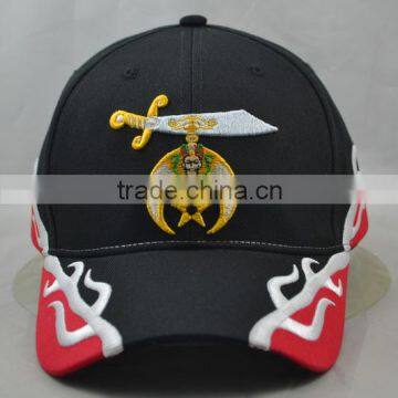 Guangzhou hat factory professional custom/ 100% cotton /6 panel / embroidery logo and the red/black baseball cap