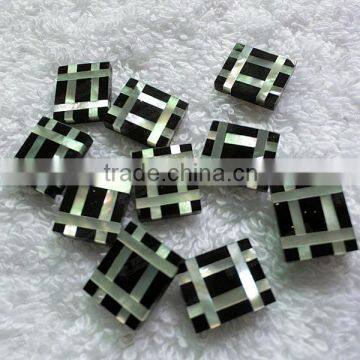 Mother of pearl shell & black onyx mosaic for cuff links