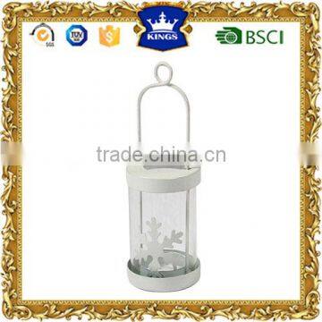 Delightful cylindrical Snowflake shape metal cantel lantern for Christmas Decoration