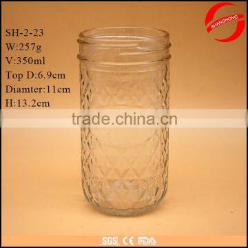 Hot Sale Food Packing 350ml Glass Mason Jar With Lid Wholesale