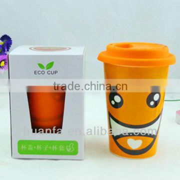 CERAMIC TAKEAWAY TRAVEL COFFEE MUG CUP - WITH SILICONE LID & SLEEVE