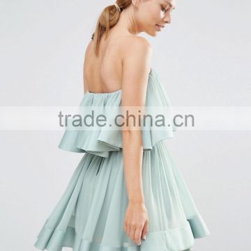 Guangzhou Factory All Types of Ladies Dresses Off shoulder Ruffle Tired Dress Custom