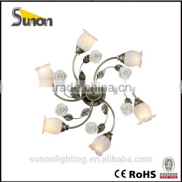 6 light glass shade iron modern ceiling lights glass flower ceiling light