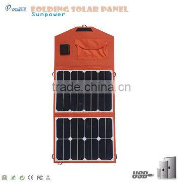 30Watt 18V sunpower folding solar panel portable solar panel battery charger for 12v battery