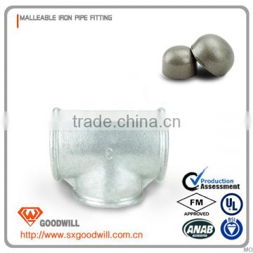 malleable iron pipe fitting beaded galvanized hdpe tee