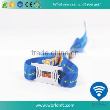 Adjustable 350*15mm NTAG213 NFC Woven Wristband for Concert Ticket