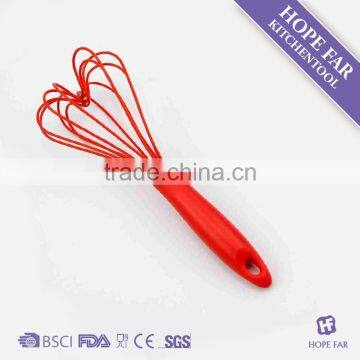 0300206 New designed heart shape 9.5" red color silicone whisk