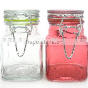 kitchen square pepper and salt glass jar with glass lid