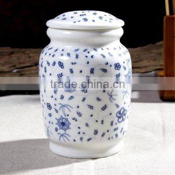 Blue decal antique cremation urn for pet