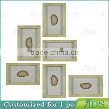Wooden Shadow Box With Color Natural Agate Stone Under Glass photo-6