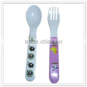 Wholesale BPA Free Durable Superior White External Printed Melamine Spoon and Fork for Children photo-4