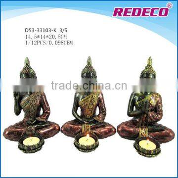 Resin buddha candle holder set