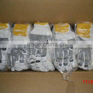 DDSAFETY 2017 13G White Seamless Nylon Knitted Blue PVC Dots Safety Working Gloves photo-5