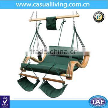 Outdoor double person hammock swing lounge chair with simple footrest