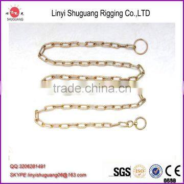 Hot sale stainless steel dog link chain with leather handle