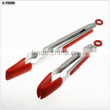 14001 Kitchen and Barbecue Grill Tongs Silicone BBQ Cooking Stainless Steel Locking Food Tong photo-3