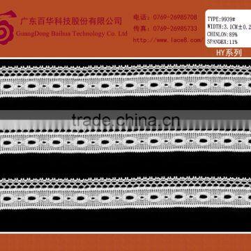 Narrow eyelet embroidered lace trim fabric from lace market in guangzhou