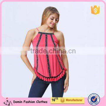 New Design China Clothing Manufacturers Petite Tassels Top For Women