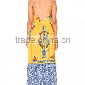 Butterfly Printing Ruffle Maxi Dress Latest Design Long Dress for Woman photo-2