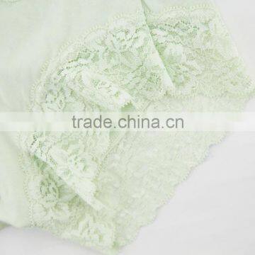 Custom Light Green 95% Cotton 5% Spandex With Lace Sexy Fancy Woman Underwear photo-4
