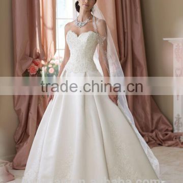 white high quality ball gown lace sleeveless sweetheart victorian lace wedding dress robe de mariage