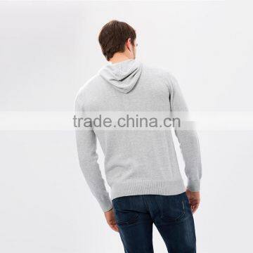 Men's Plain Grey 100% Polyester Hooded Sweatshirt photo-3