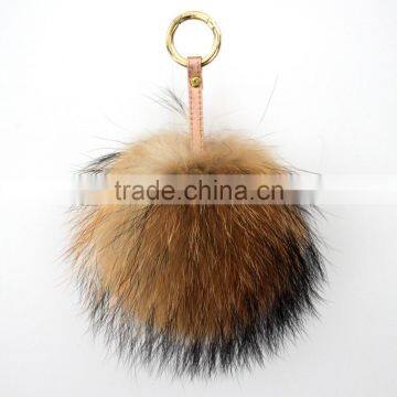 Myfur High Quality Real Raccoon Fur Keychain/Real Raccoon Fur Pom Poms/Pom Pom Fur Key Chain photo-2