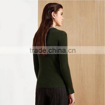 Green Color Women Sweater 2017 Fashion Round-neck Pullover Sweater photo-2