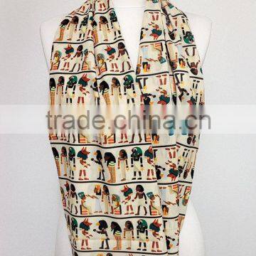 Antique Egyptian Pattern Infinity Scarf, Circle Scarf, Loop Scarf, Scarves, Shawls, Spring - Fall - Winter - Summer Fashion photo-6