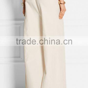 New Trendy 2015 Ivory Slub Twill Wide-leg Pants Office Lady Wear to Work Business Trousers photo-2