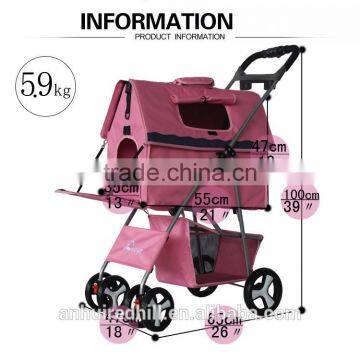 R1924H New Design Collapsible Portabel Dogs & Cats Stroller/ 4-Wheels Luxury Travelling Pet Stroller Trolley photo-2