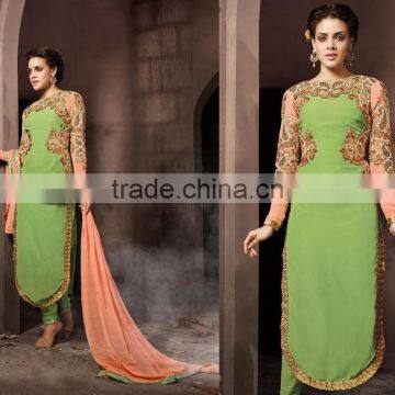 Ash Color Zari Design Beauty Charm Designer Semi Stitch Salwar Kameez photo-4