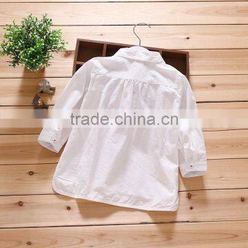 Wholesale Blank White Girl Shirt Blouse Long Sleeves Baby Kids Shirt photo-2
