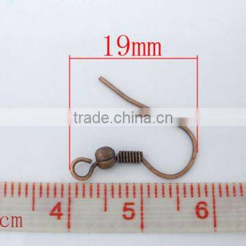 100 Pairs Copper Tone Ear Wire Hook With Spring and Ball 18*19mm photo-2