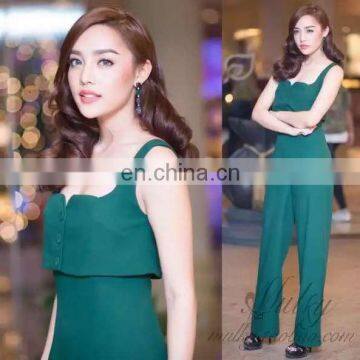 high quality strapless halter green jumpsuit for light mature party dresses