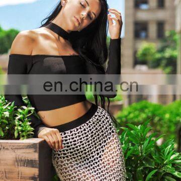 Amigo 2017 Sexy Fashion Two Pieces Skirt Suits Lace and Bandage Women Dress photo-2