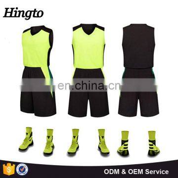 Yellow color mix black school men basketball jersey